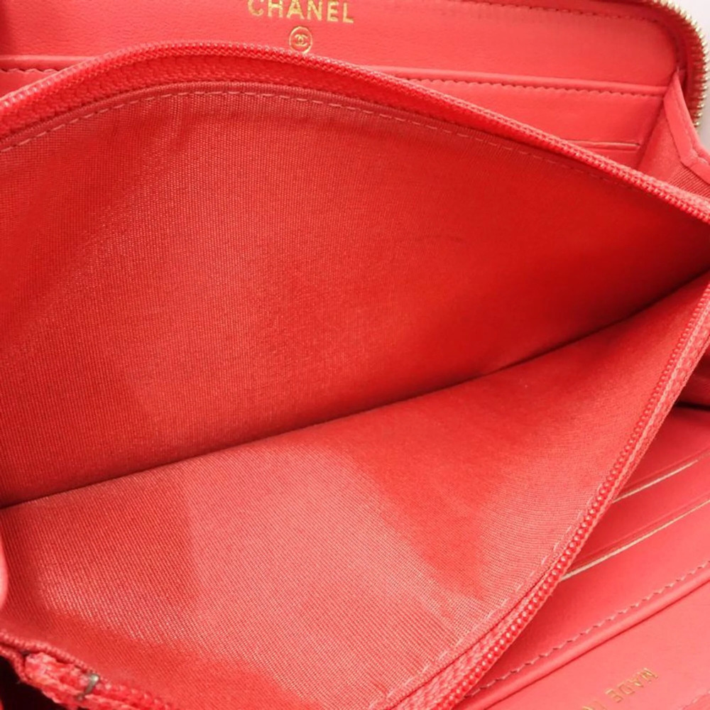 CHANEL Chanel Long Wallet AP0150 Round Zipper Camellia Lambskin Pink Women's ... - Picture 10 of 14